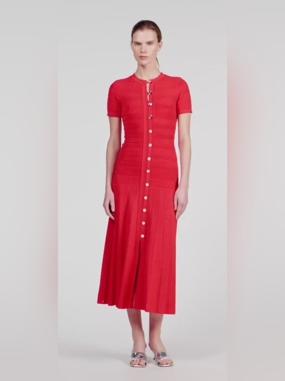 Milona SandroButton-Front Short Sleeve Midi Dress